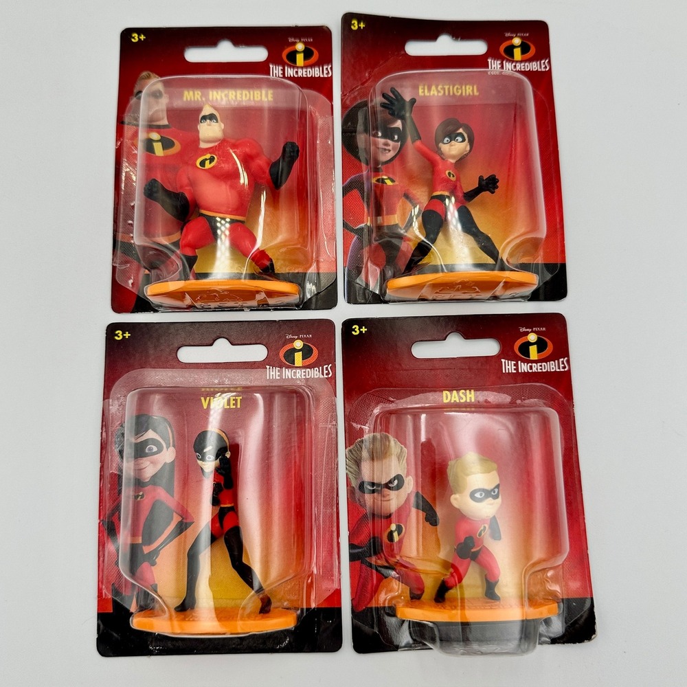 Disney Pixar The Incredibles Mini Figure Set Mattel Mr Incredible Elastigirl 4pk